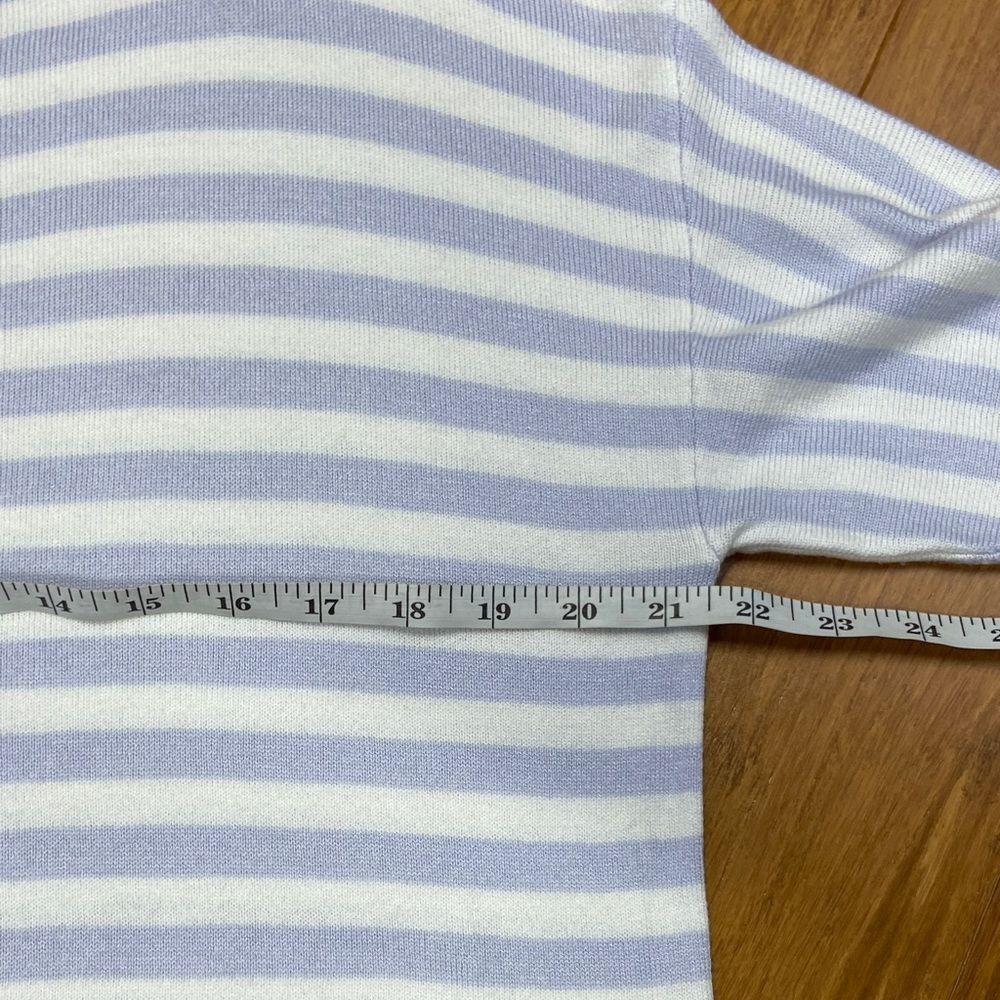 Ann Taylor Lavender and White Striped Long Sleeve Knit Sweater size Medium - Picture 6 of 7